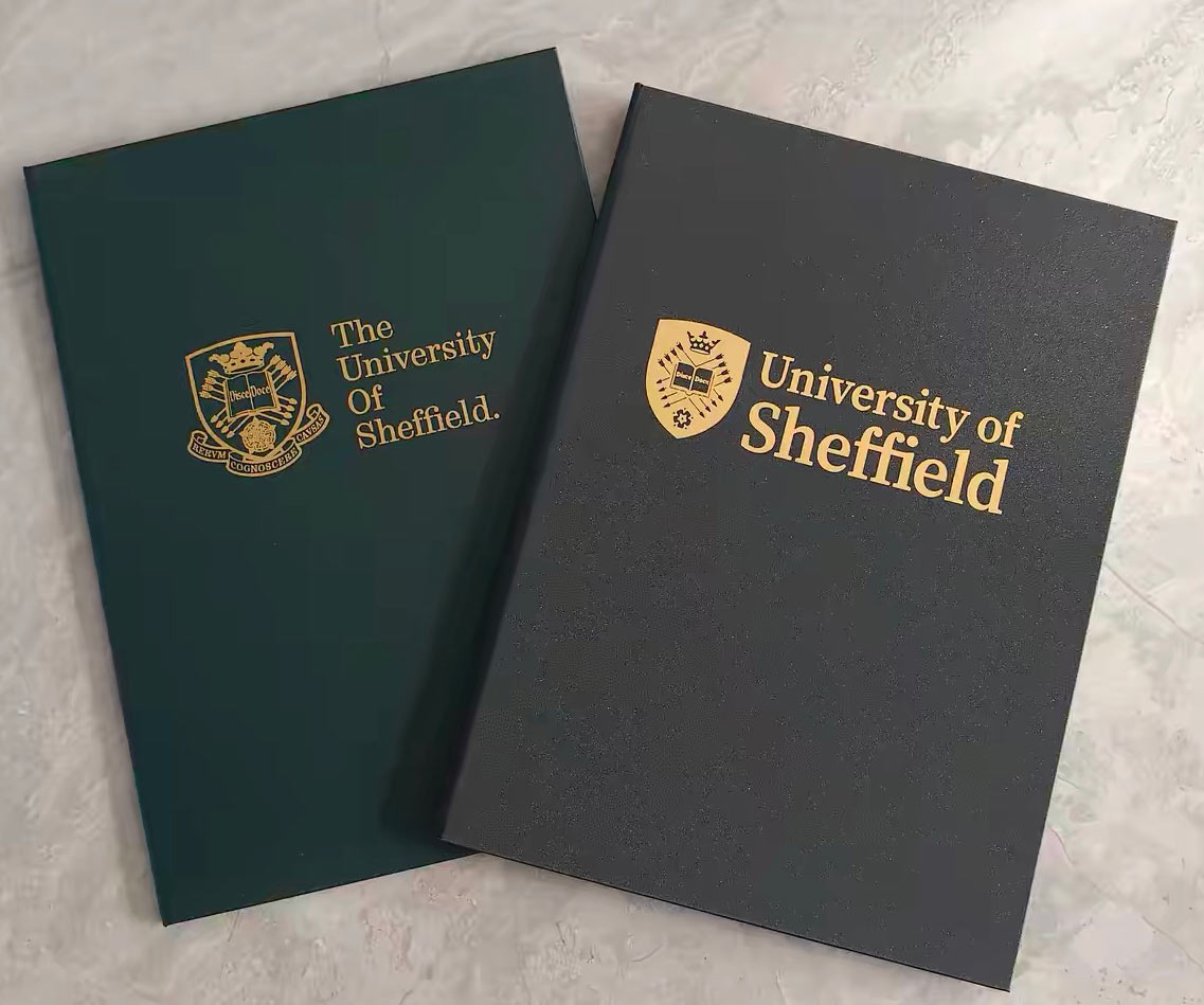The cover of the degree certificate from the University of Sheffield